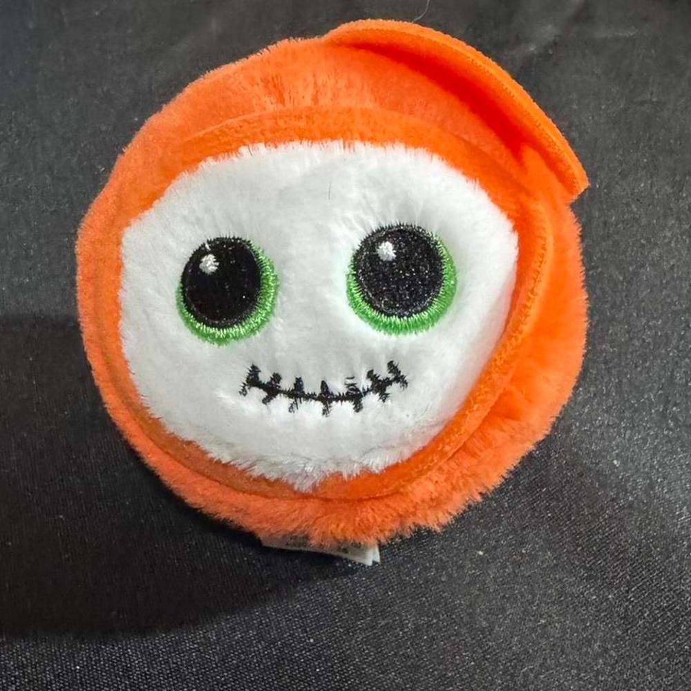TY Beanie Ball Orange and white Halloween skeleton‎ plush NEW